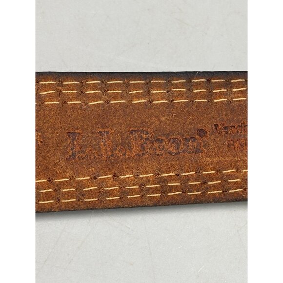 L.L. Bean Brown Leather Belt W/ Brass Buckle Size 38 - Picture 3 of 7